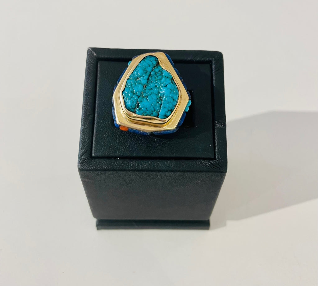 turquoise ring, indigenous ring, Charles Loloma, buffalospurs
